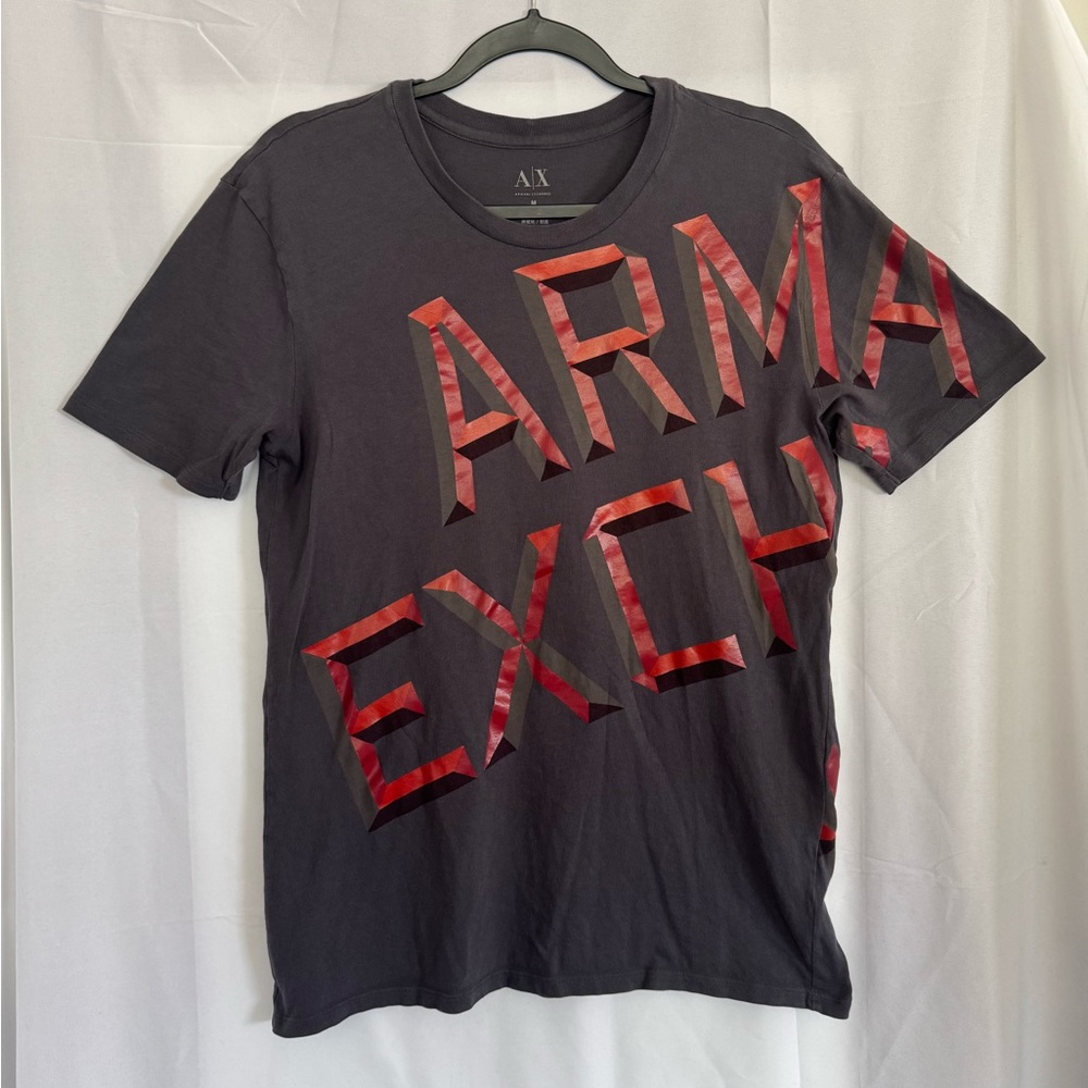 Armani Exchange Men's Tee with Red Graphic on Black